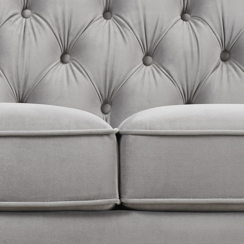 Ken - Upholstered Button Tufted Sofa - Opal Gray