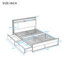 Queen Size Metal Platform Bed Frame with Two Drawers,Sockets and USB Ports ,Slat Support No Box Spring Needed Black