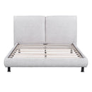 Queen Size Upholstered Platform Bed with Two Large Headrests and Thick Fabric, Polyester, Beige