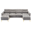 Modern L - Shape Convertible Sectional Sofa With Movable Ottoman