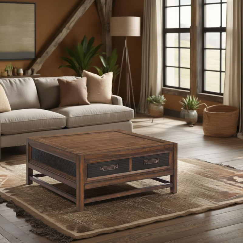 Branson - 2 Drawer Coffee Table, Two Tone - Brown