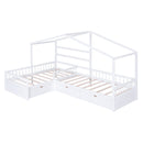 L Shape Platform Bed With 3 Storage Drawers