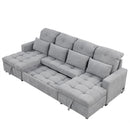 Oversized U-Shaped Versatile Sectional, Pull-Out Sofa Bed With Double Storage Chaise Lounges And 2 USB Ports For Living Room