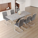 Modern Extendable Dining Table Set With Soft Padded Armless Chairs