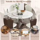 Round Dining Table With 360° Rotating Lazy Susan Scratch & Heat For Dining Room & Kitchen, Table Only - White