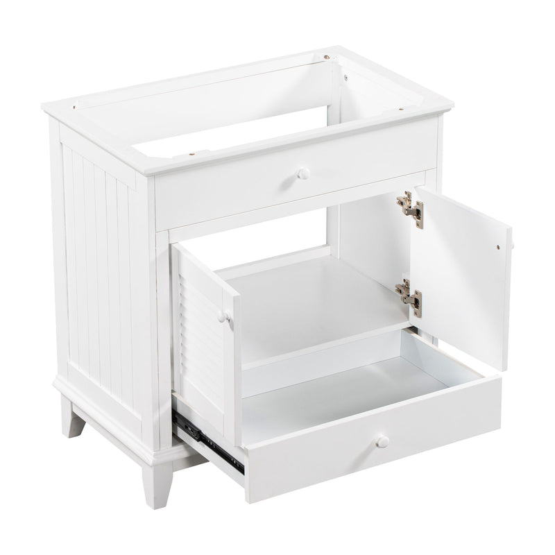 Bathroom Vanity Base Without Sink, Bathroom Cabinet With Two Doors And One Drawer - White