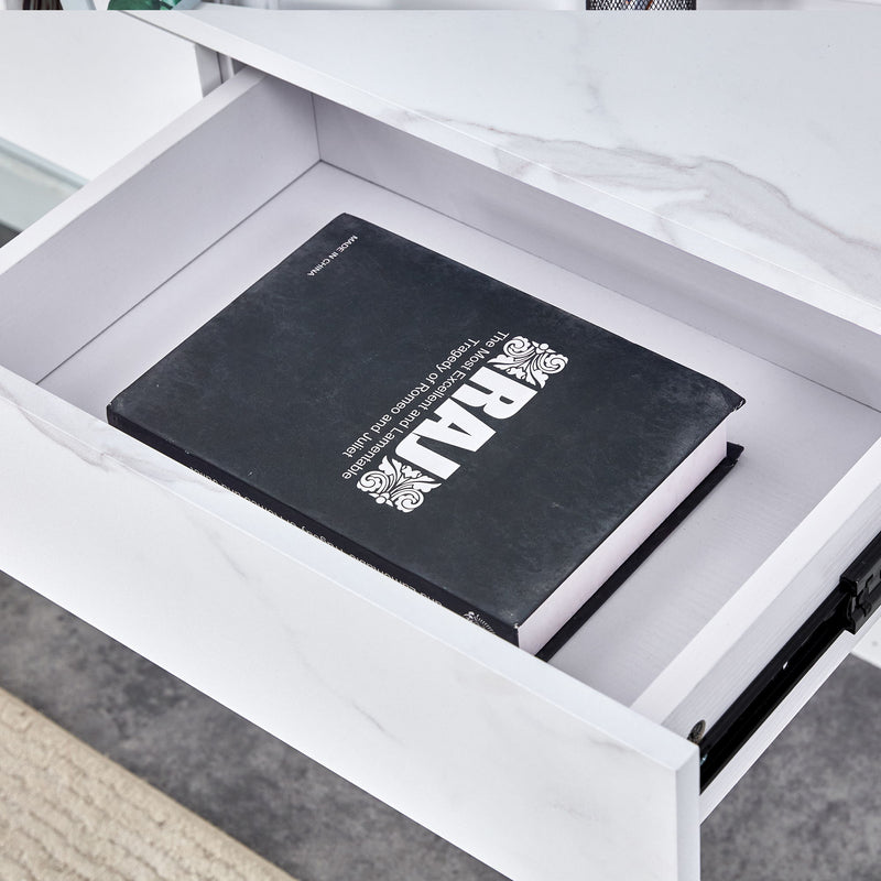 Environmental Protection Minimalist Dresser, Desk, Desktop Computer Desk, With Double Drawer Storage Space, Simple Home, Perfect For Various Styles - White