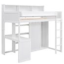 Loft Bed With Built In Desk, Storage Shelves, And Wardrobe