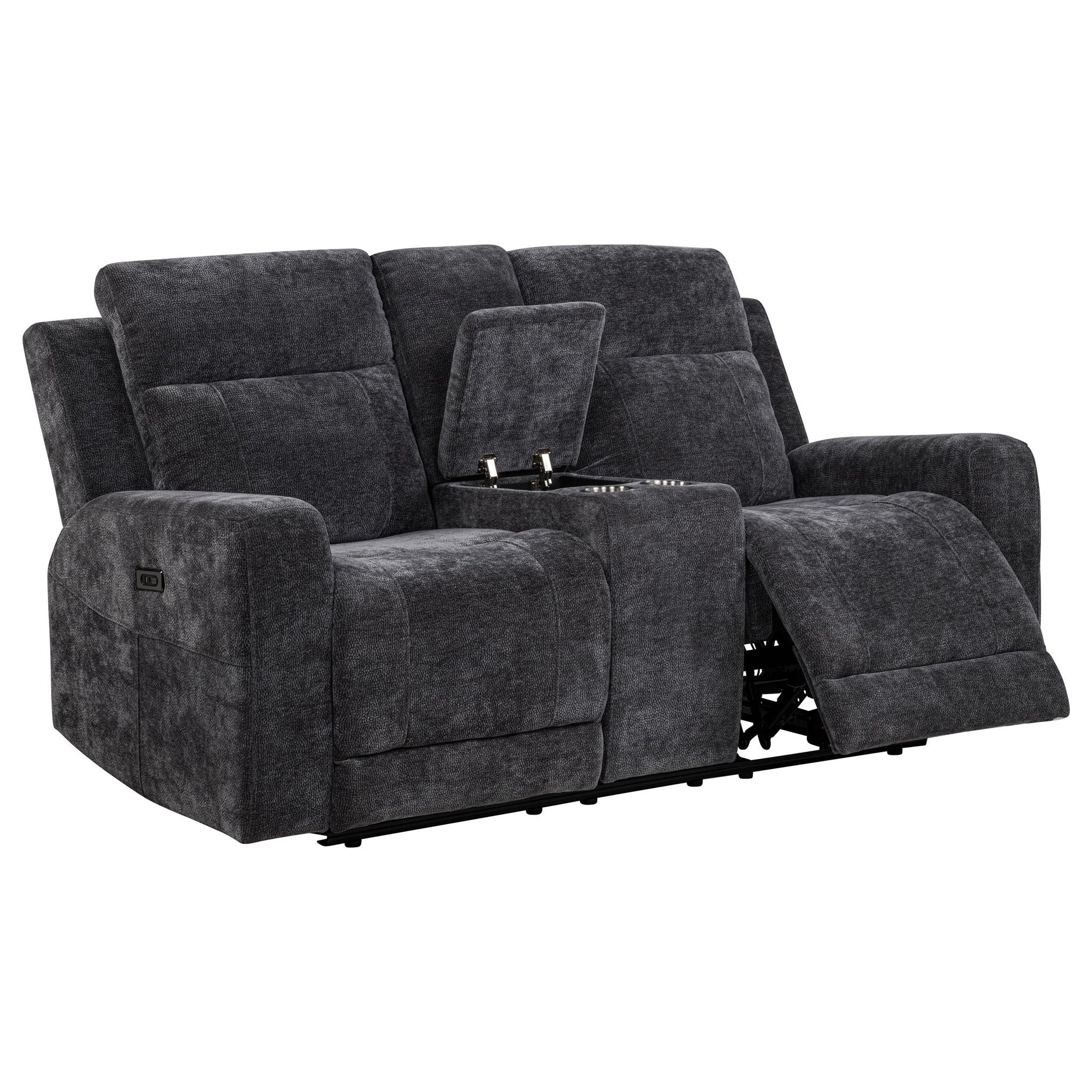 Kennett 2-piece Chenille Power Reclining Sofa Set Dark Grey