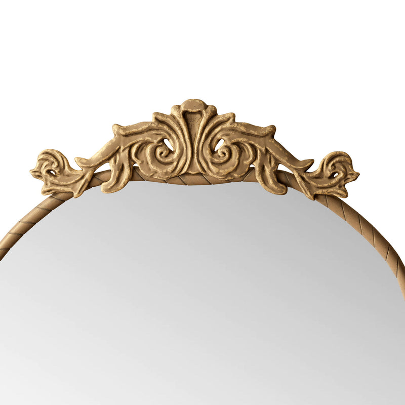 Full Body Arched Mirror With Vintage Carved Applique