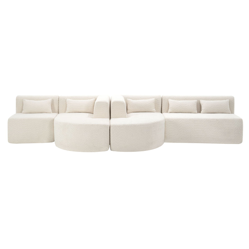 Upholstered Sofa Free Combined Sofa Couch With Two Chaise Lounge And Five Back Pillows For Living Room