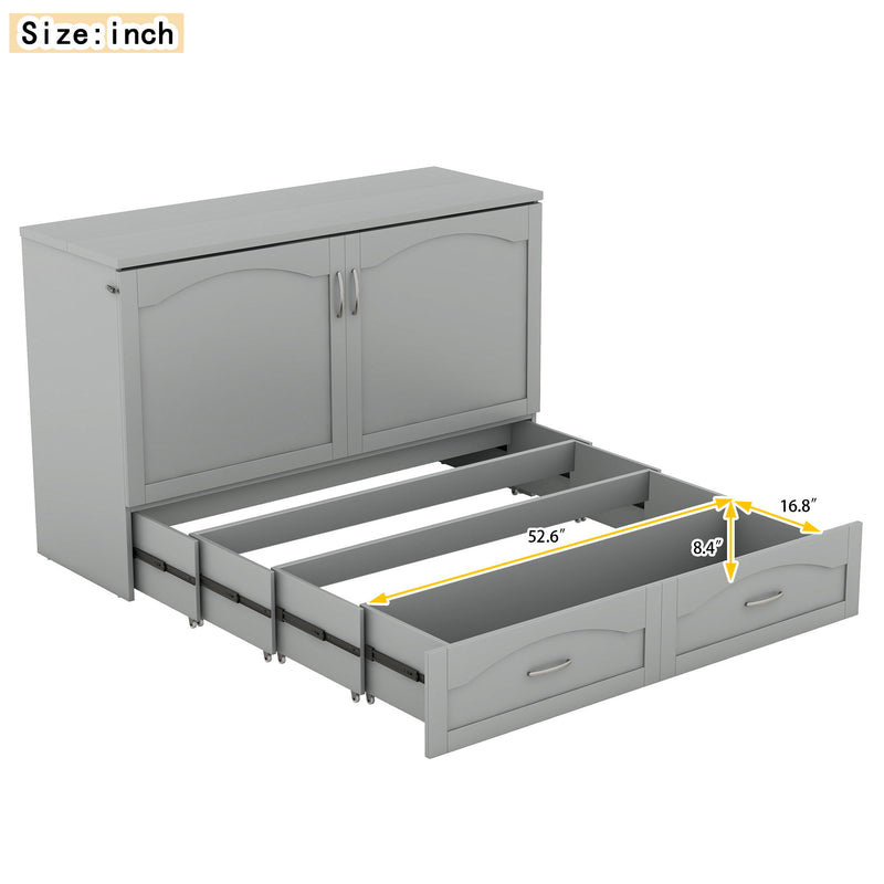 Murphy Wall Bed With Drawer And A Set Of Sockets & USB Ports, Pulley Structure Design