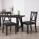 Farmhouse Style Dining Chair With Upholstered Seating - Black