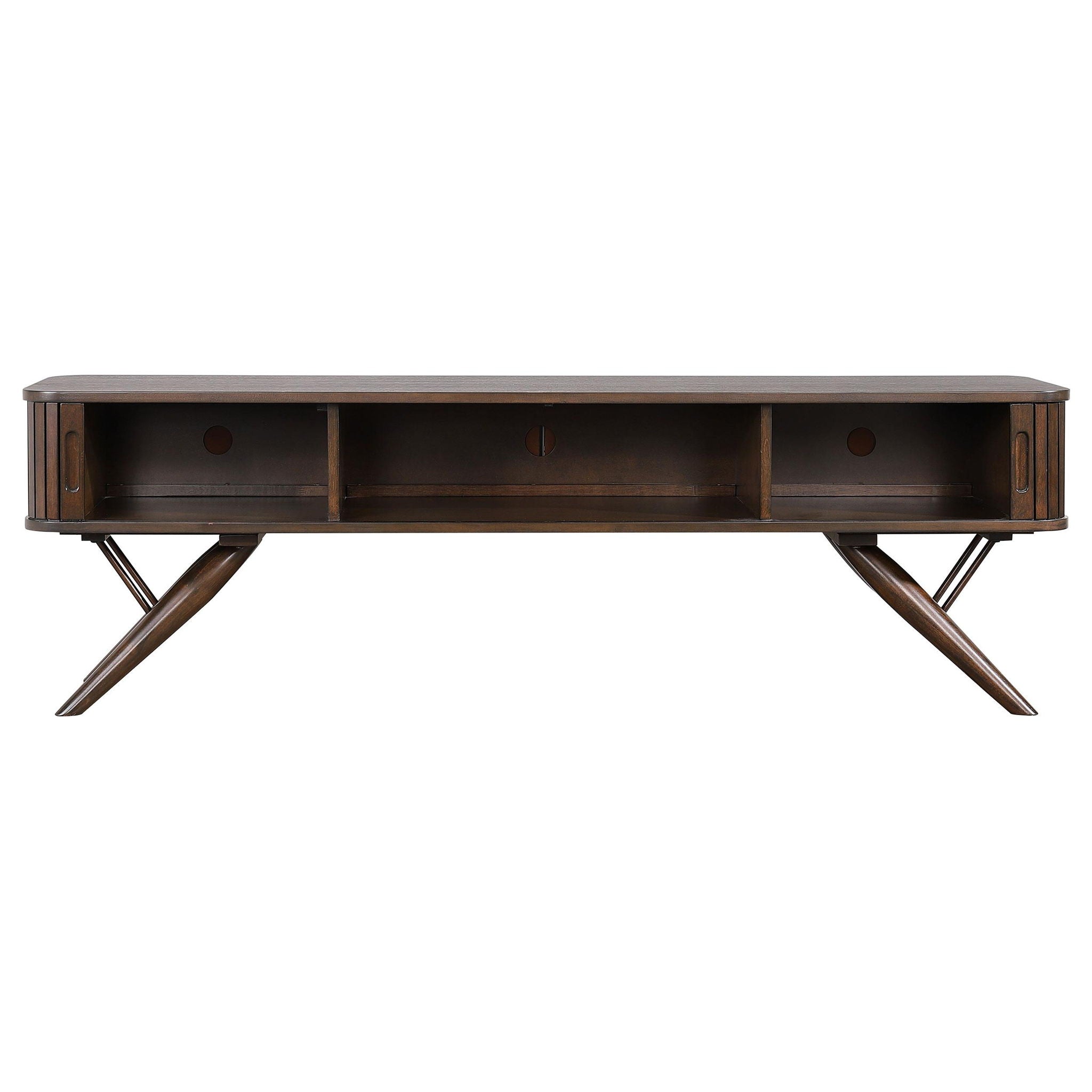 Valna Wood 71-inch TV Stand with Sliding Doors Walnut