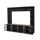 Wall Unit Entertainment Center With Bookshelves For TVs Up To 80", Tempered Glass Doors And Adjustable Shelves