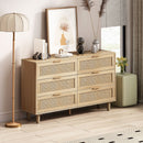 Rattan Storage Cabinet With 6 Drawers For Bedroom And Living Room - Natural