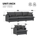 Living Room Set Modular Sectional Couch, Upholstered Sofa & Armchair & Movable Ottoman
