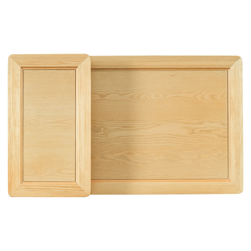 Coffee Table With 1 Storage Shelf, 2 Tabletops And 1 Rattan Drawer