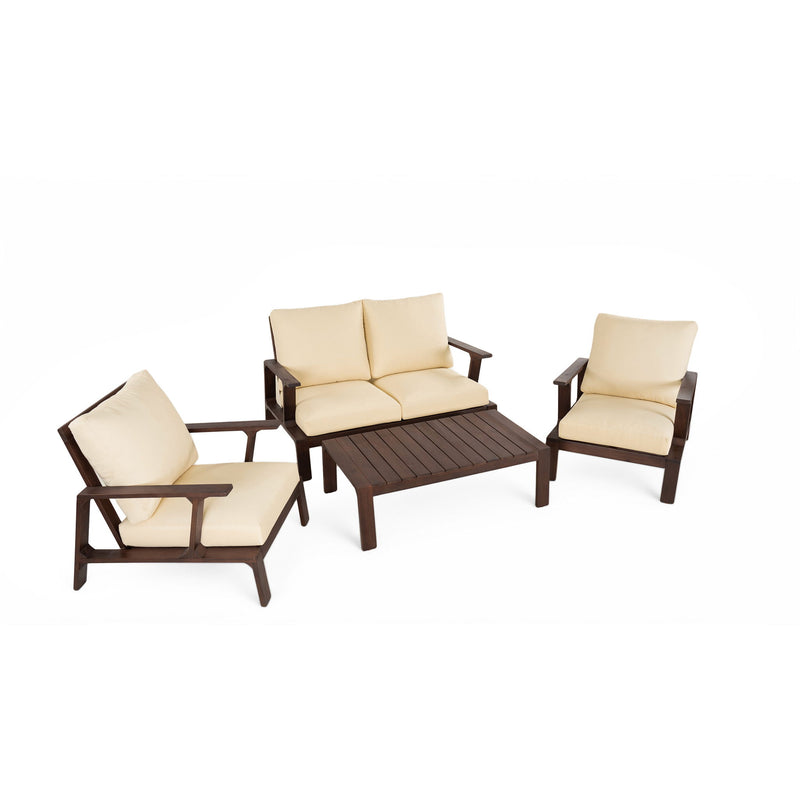 4 Piece Outdoor Sofa Set With Cushions And Coffee Table
