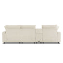 Sectional With Bluetooth Speakers L Shaped Couch With Console USB Charger, Cup Holders Storage Ottoman Deep And Wide Seat Cloud Sofa