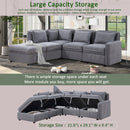 Modular Corduroy Sectional Sofa, Convertible L Shaped Couch Sofa with Storage,  5 Seat Sofa Couch for Living Room, Dark Gray