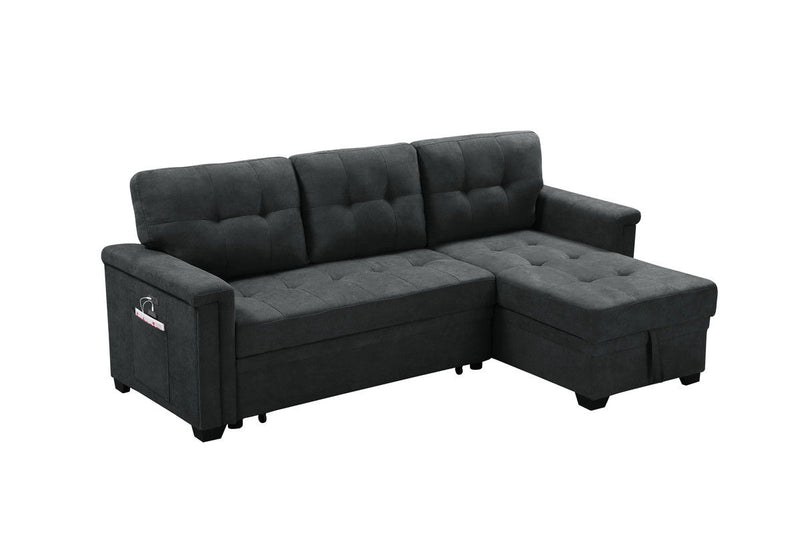 Ashlyn - Sleeper Sectional Sofa Chaise With USB Charger And Tablet Pocket - Dark Gray