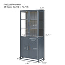 Modern Style Tall Steel Display Cabinet With Double Glass Doors, LED Lights