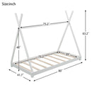 Twin Size House Platform Bed with Triangle tructure,White