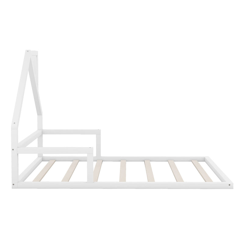 Elegant Floor Bed With House Shaped Headboard