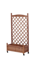 Raised Garden Bed With Trellis 2 Pack, Outdoor Planter Box & Plant Stand With Climbing Racks - Brown