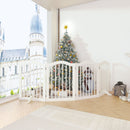 4 Panel Freestanding Pet Gate With Foldable Design And Support Feet - White
