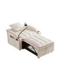 Convertible Velvet 3 In 1 Sofa Bed With Adjustable Sleeper Chair And Multi Pockets