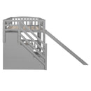 Loft Stairway Bed With 2 Drawers, Convertible Ladder And Slide