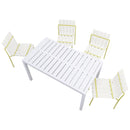 4 Piece Set Of Modern Color Block Designed Single Chairs With Long Table