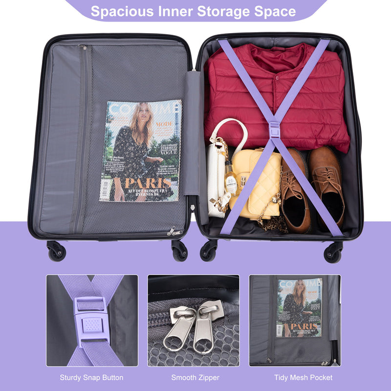 Expandable 3 Piece Luggage Sets Lightweight & Durable Suitcase, Spinner Wheels, Tsa Lock