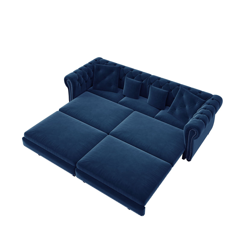 3 In 1 Pull Out Sofa Bed With Movable Ottoman