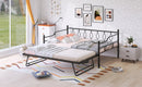 Full Size Metal Daybed with Twin Size Adjustable Trundle, Portable Folding Trundle, Black(OLD SKU:MF293730AAB)