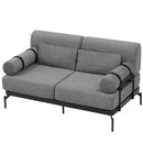 Modern Loveseat Sofa 2 Seater With USB Ports, Cylindrical Armrests