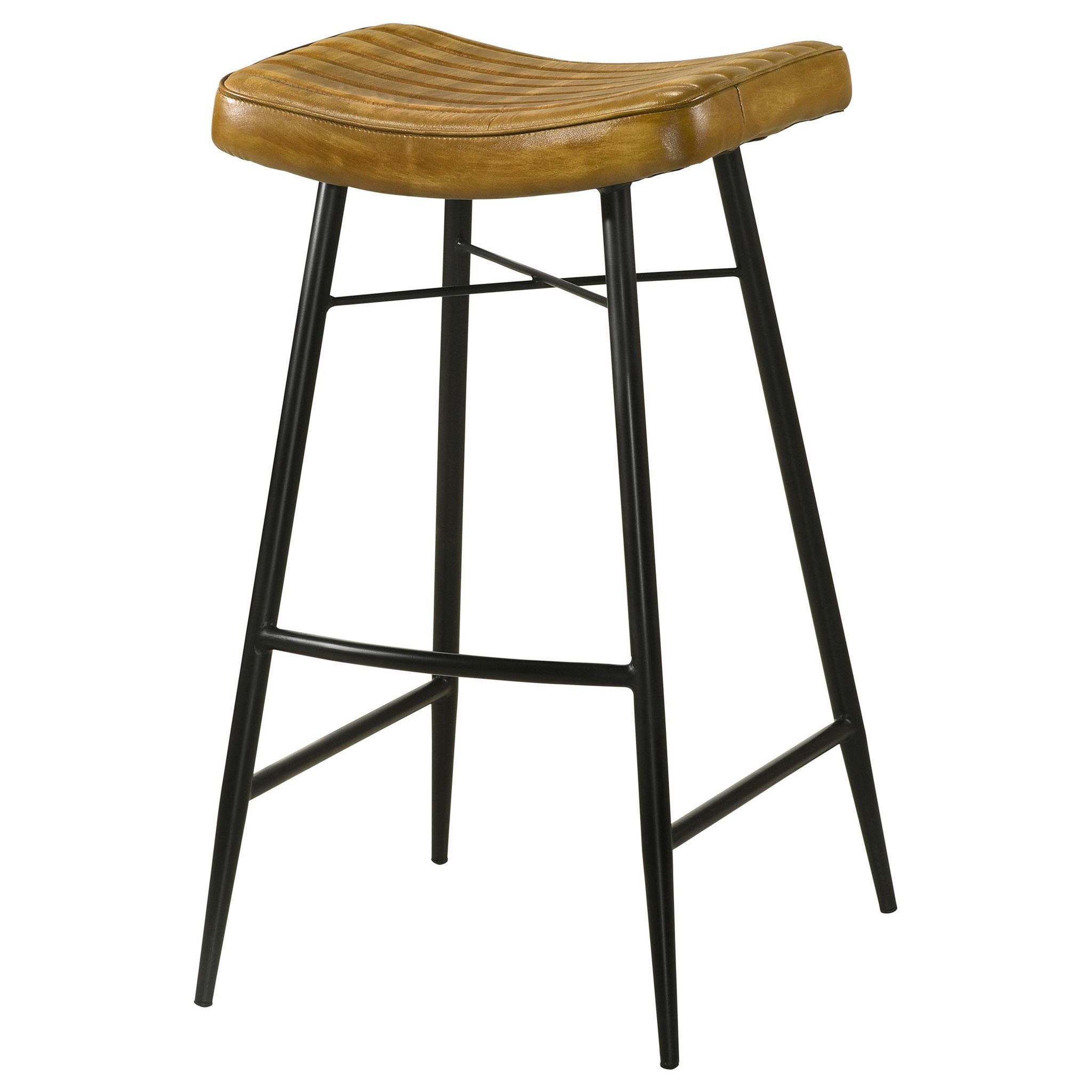 Bayu Leather Upholstered Bar Stool Antique Camel (Set of 2) - Atlantic Fine Furniture Melbourne FL