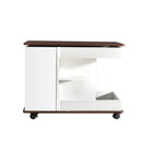 Adjustable End Table With Wheels, 360°Rotating Top And Storage Space