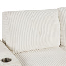 Pull-Out L-Shaped Sectional Sofa With Movable Ottoman And Stool, Large Storage Space, A Cup Holder, And 2 USB Ports For Living Room