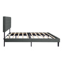 Modern Upholstered Platform Bed Frame With Button Tufted Linen Fabric Headboard