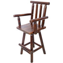 Rustic Bar Stool, Fir Wood Construction, Wide Armrest