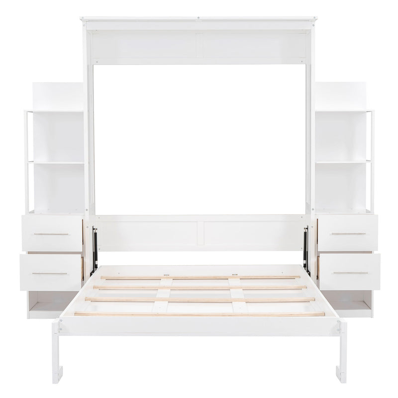 Murphy Wall Bed With Shelves, Drawers And LED Lights