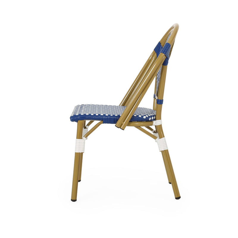 Outdoor Rattan And Aluminum French Bistro Chair Set