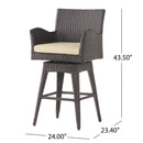 Outdoor Modern Rattan Swivel Barstool With Tapered Legs - Beige / Multibrown