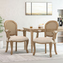 French Country Style Dining Chair Set With Cane Webbing Backrest - Beige