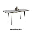 Modern Industrial Expandable Dining Table 47" To With Marble Pattern Top And Metal Legs - White