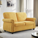 Soft Loveseat, Upholstered 2 Seater Couch, Loose Back Cushions And Turned Legs