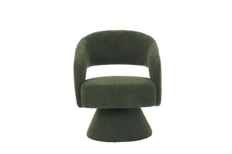 Swivel Accent Chair Armchair, Round Barrel Chair For Living Room Bedroom - Teddy Fabric